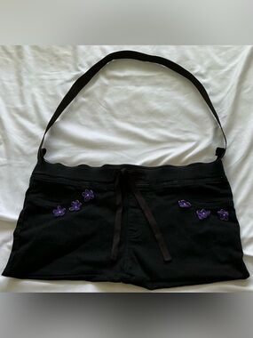 Uncycled Denim Shorts Purse Handbag Y2K Black No Boundaries Floral Pockets Bag